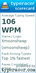 Scorecard for user xmoonsheep