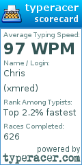 Scorecard for user xmred