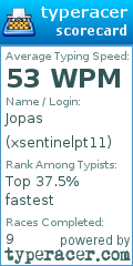 Scorecard for user xsentinelpt11