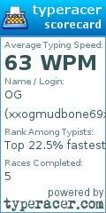 Scorecard for user xxogmudbone69xx