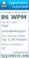 Scorecard for user xxsnakekingxx
