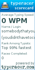 Scorecard for user youdidnthavetocutmeoff