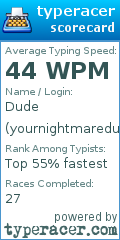 Scorecard for user yournightmaredude