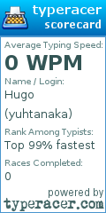 Scorecard for user yuhtanaka