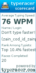 Scorecard for user zain_cod_id_zainplyz
