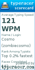 Scorecard for user zombiecosmo
