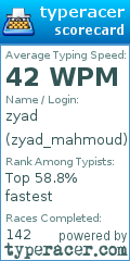 Scorecard for user zyad_mahmoud